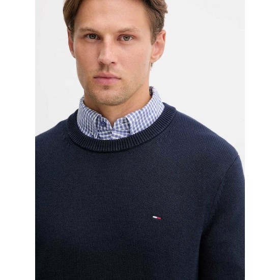 TOMMY JEANS Ανδρικό Βαμβακερό Πλεκτό Slim Fit Essential Sweater DM0DM21787-C1G (Dark Night Navy)