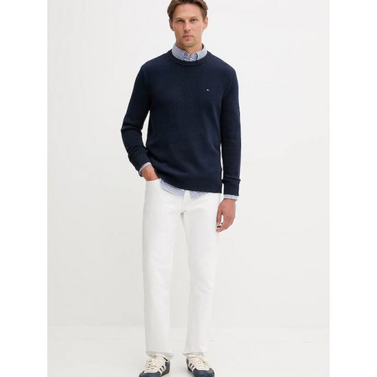 TOMMY JEANS Ανδρικό Βαμβακερό Πλεκτό Slim Fit Essential Sweater DM0DM21787-C1G (Dark Night Navy)