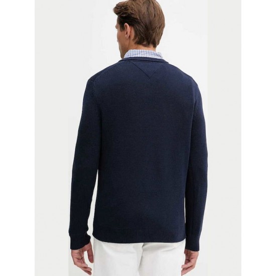 TOMMY JEANS Ανδρικό Βαμβακερό Πλεκτό Slim Fit Essential Sweater DM0DM21787-C1G (Dark Night Navy)