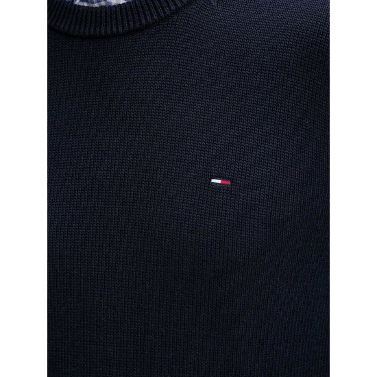 TOMMY JEANS Ανδρικό Βαμβακερό Πλεκτό Slim Fit Essential Sweater DM0DM21787-C1G (Dark Night Navy)