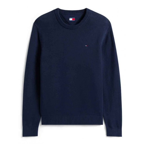 TOMMY JEANS Ανδρικό Βαμβακερό Πλεκτό Slim Fit Essential Sweater DM0DM21787-C1G (Dark Night Navy)