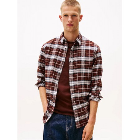 TOMMY JEANS Ανδρικό Βαμβακερό Πουκάμισο Καρό Regular Fit Flannel Shirt DM0DM22024-GS7(Καφέ)