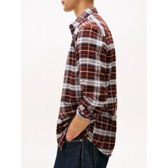 TOMMY JEANS Ανδρικό Βαμβακερό Πουκάμισο Καρό Regular Fit Flannel Shirt DM0DM22024-GS7(Καφέ)