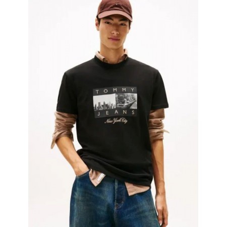TOMMY JEANS Ανδρικό T-shirt Regular Fit Photo Flag Tee DM0DM22464-BDS (Μαύρο)