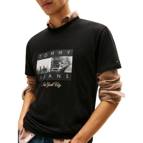 TOMMY JEANS Ανδρικό T-shirt Regular Fit Photo Flag Tee DM0DM22464-BDS (Μαύρο)
