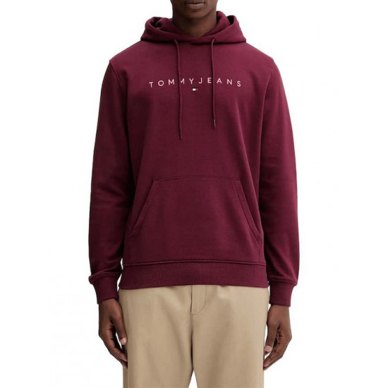 Tommy Jeans Ανδρικό Φούτερ Linear Logo Hoodie Regular Fit DM0DM20746-XIU Red Wine Multi (Μπορντώ)