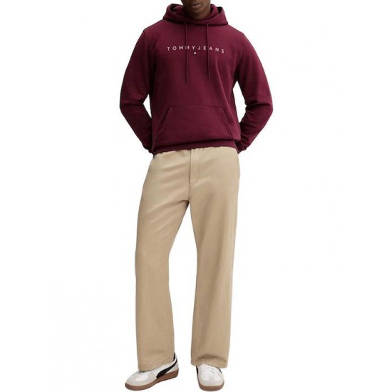 Tommy Jeans Ανδρικό Φούτερ Linear Logo Hoodie Regular Fit DM0DM20746-XIU Red Wine Multi (Μπορντώ)
