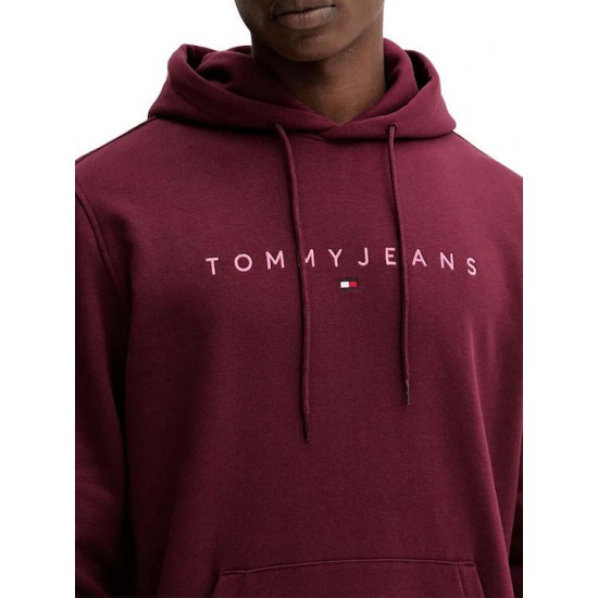 Tommy Jeans Ανδρικό Φούτερ Linear Logo Hoodie Regular Fit DM0DM20746-XIU Red Wine Multi (Μπορντώ)