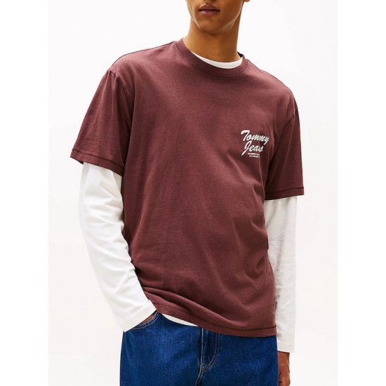 Tommy Jeans Ανδρικό Βαμβακερό T-shirt Novelty Tee Relaxed Fit DM0DM22060-GS7 Rich Brown(Καφέ)