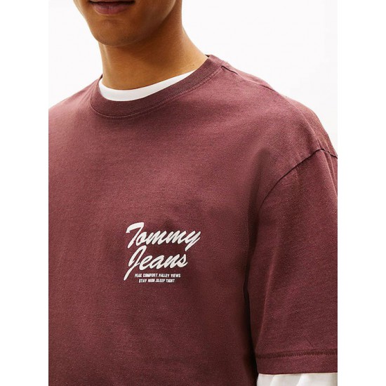 Tommy Jeans Ανδρικό Βαμβακερό T-shirt Novelty Tee Relaxed Fit DM0DM22060-GS7 Rich Brown(Καφέ)