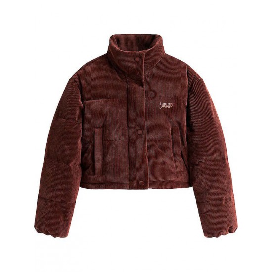 Tommy Jeans Γυναικείο Μπουφάν Cord Puffer Jacket Regular Fit Crop DW0DW21658-GS7 Rich Brown(Καφέ)