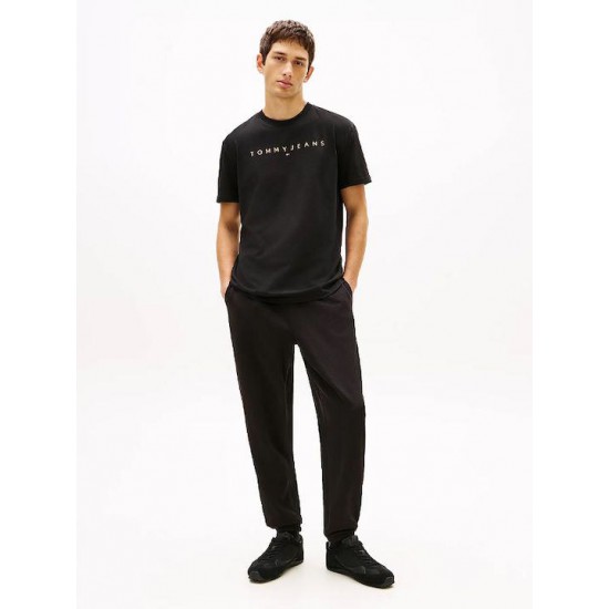 Tommy Jeans  Ανδρικό T-Shirt LINEAR LOGO TEE Regular Fit DM0DM20744-SEV(Μαύρο/Πορτοκαλί)