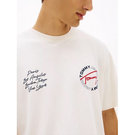 Tommy Jeans  Ανδρικό T-Shirt SIGNATURE CIRCLE SS TEE RLX Fit DM0DM22535-YBH(Εκρού)