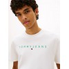 TOMMY JEANS Ανδρικό Βαμβακερό T-shirt Linear Logo Tee DM0DM20744-L5Y(Λευκό/Πράσινο)
