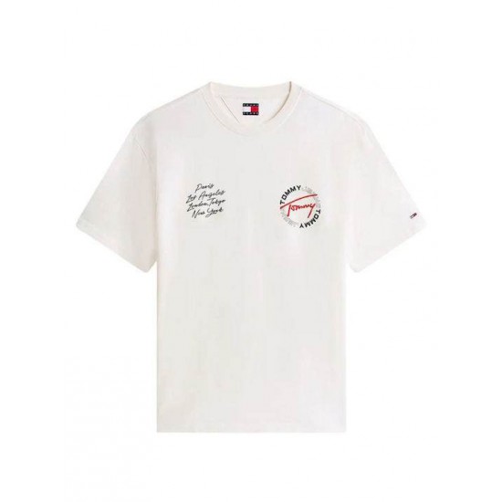 Tommy Jeans  Ανδρικό T-Shirt SIGNATURE CIRCLE SS TEE RLX Fit DM0DM22535-YBH(Εκρού)