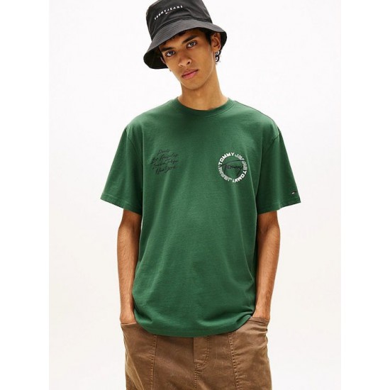Tommy Jeans  Ανδρικό T-Shirt SIGNATURE CIRCLE SS TEE RLX Fit DM0DM22535-MBL(Πράσινο)