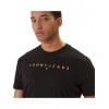 Tommy Jeans  Ανδρικό T-Shirt LINEAR LOGO TEE Regular Fit DM0DM20744-SEV(Μαύρο/Πορτοκαλί)