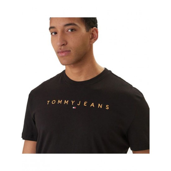 Tommy Jeans  Ανδρικό T-Shirt LINEAR LOGO TEE Regular Fit DM0DM20744-SEV(Μαύρο/Πορτοκαλί)