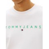 TOMMY JEANS Ανδρικό Βαμβακερό T-shirt Linear Logo Tee DM0DM20744-L5Y(Λευκό/Πράσινο)