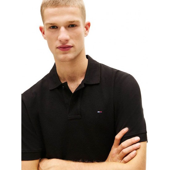 Tommy Jeans Ανδρικό T-Shirt με Γιακά Polo Regular Fit DM0DM22711-BDS(Μαύρο)