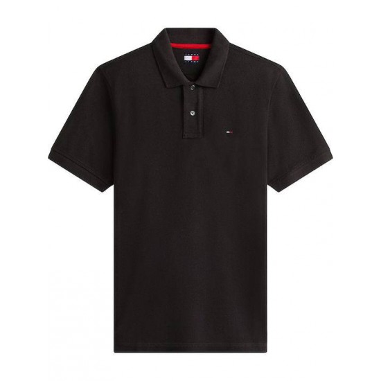 Tommy Jeans Ανδρικό T-Shirt με Γιακά Polo Regular Fit DM0DM22711-BDS(Μαύρο)