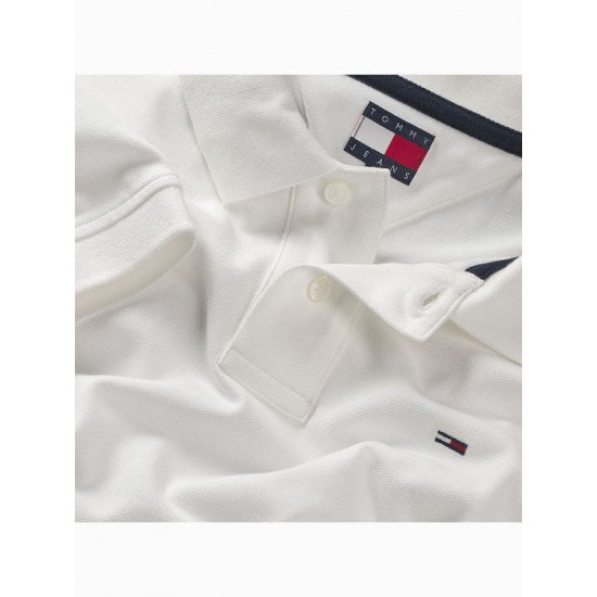 Tommy Jeans Ανδρικό T-Shirt με Γιακά Polo Regular Fit DM0DM22711-YBL(Λευκό)