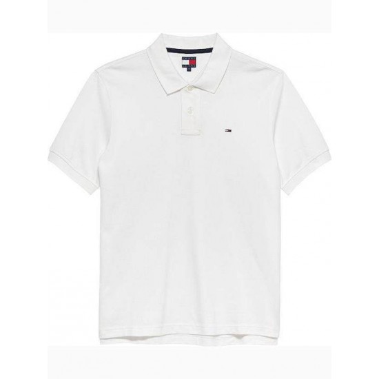 Tommy Jeans Ανδρικό T-Shirt με Γιακά Polo Regular Fit DM0DM22711-YBL(Λευκό)