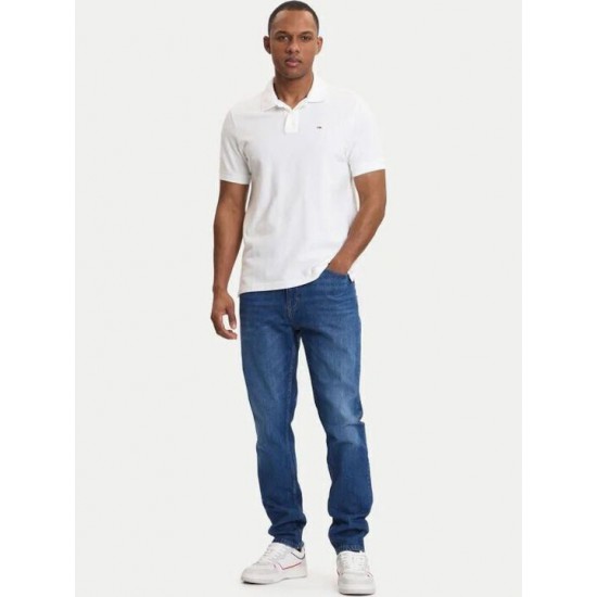 Tommy Jeans Ανδρικό T-Shirt με Γιακά Polo Regular Fit DM0DM22711-YBL(Λευκό)