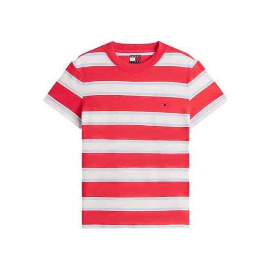 Tommy Jeans Γυναικείο Βαμβακερό T-Shirt FLAG JERSEY SS TEE EXT DW0DW21834-0EX(Color Block/Stripe)