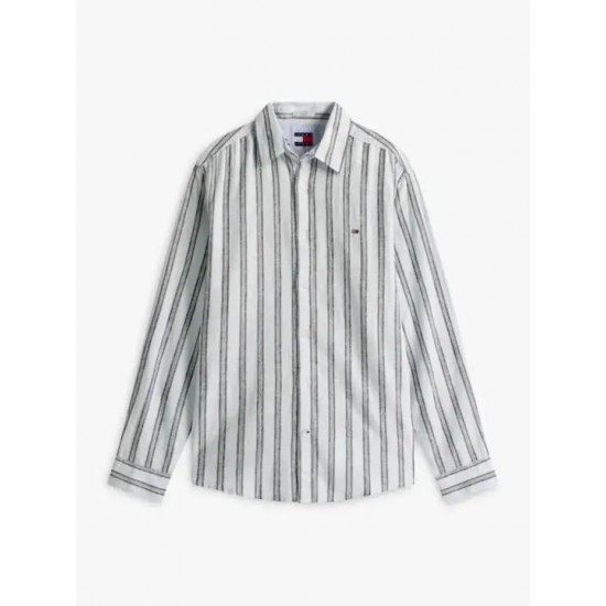 Tommy Jeans  Ανδρικό Λινό Πουκάμισο με Ρίγες Regular Fit DM0DM22755-C3Q(Μπλε/Λευκό)