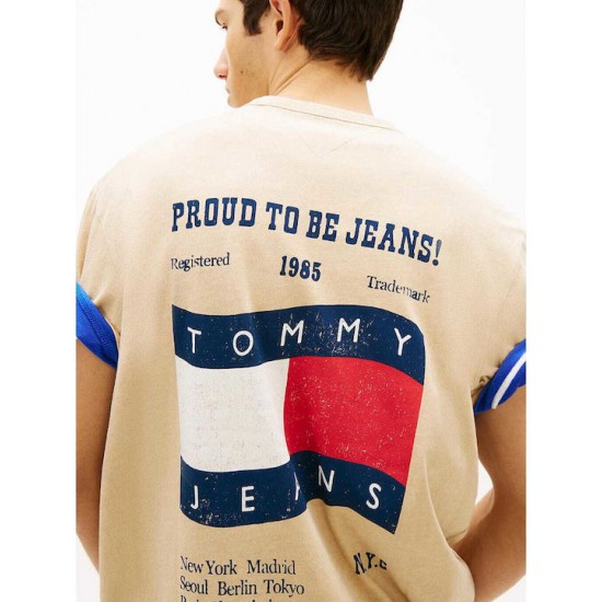 Tommy Jeans Ανδρικό T-Shirt 90s WAVING FLAG SS TEE DM0DM22519-AB9(Μπεζ)