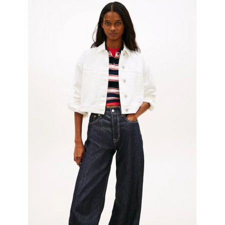 Tommy Jeans  Γυναικείο OVERSIZE CROP TRCKR JACKET FLAG DW0DW21979-1D0(Λευκό)