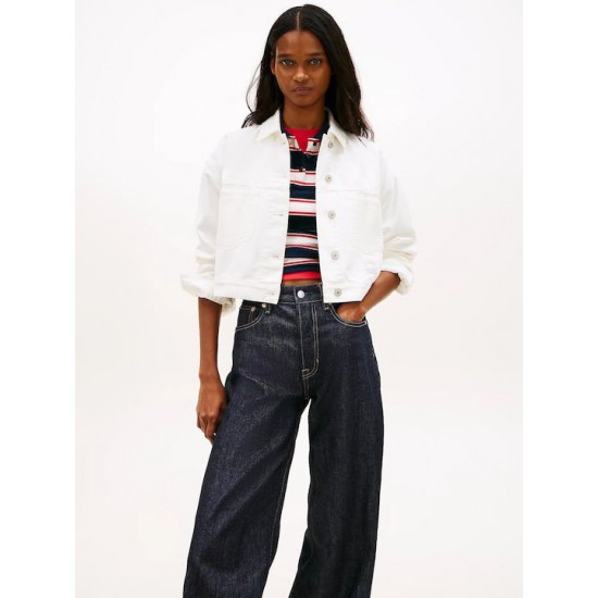 Tommy Jeans  Γυναικείο OVERSIZE CROP TRCKR JACKET FLAG DW0DW21979-1D0(Λευκό)