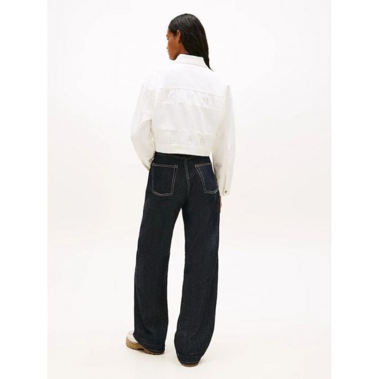 Tommy Jeans  Γυναικείο OVERSIZE CROP TRCKR JACKET FLAG DW0DW21979-1D0(Λευκό)