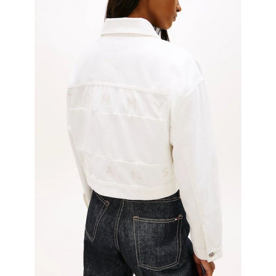 Tommy Jeans  Γυναικείο OVERSIZE CROP TRCKR JACKET FLAG DW0DW21979-1D0(Λευκό)