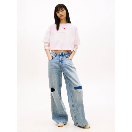 Tommy Jeans  Γυναικείο Βαμβακερό T-Shirt CBLK BADGE TEE DW0DW18706-TN9(Pink/White)