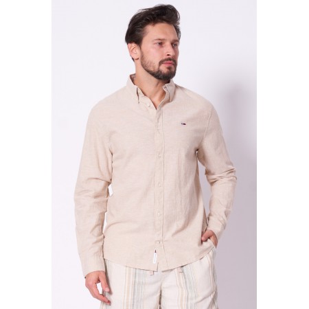 TOMMY JEANS Ανδρικό Πουκάμισο Λινό Regular Fit Linen Blend DM0DM20875-ACT (Μπεζ)