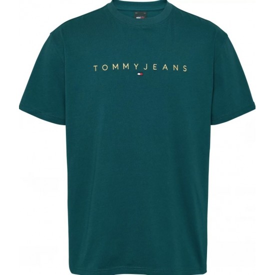 TOMMY JEANS Ανδρικό T-shirt Regular Fit Gold Linear Logo DM0DM19694 - CWG (Πετρόλ)