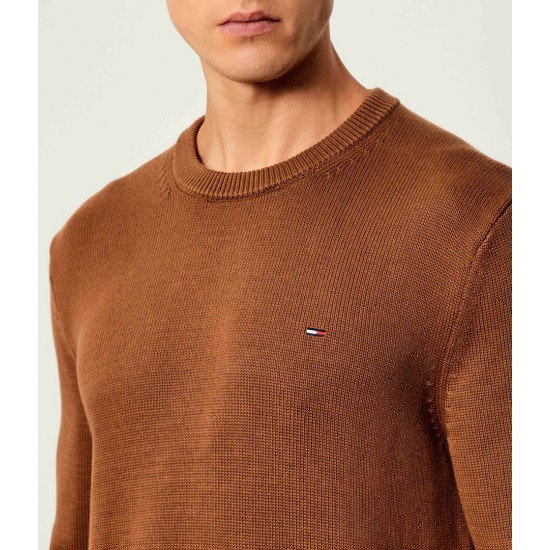 TOMMY JEANS Ανδρικό Βαμβακερό Πλεκτό Slim Fit Essential Sweater DM0DM21787-GVP (Pecan Nut)