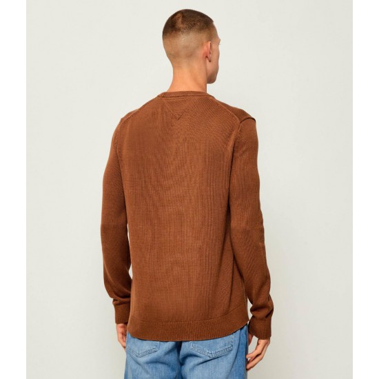 TOMMY JEANS Ανδρικό Βαμβακερό Πλεκτό Slim Fit Essential Sweater DM0DM21787-GVP (Pecan Nut)