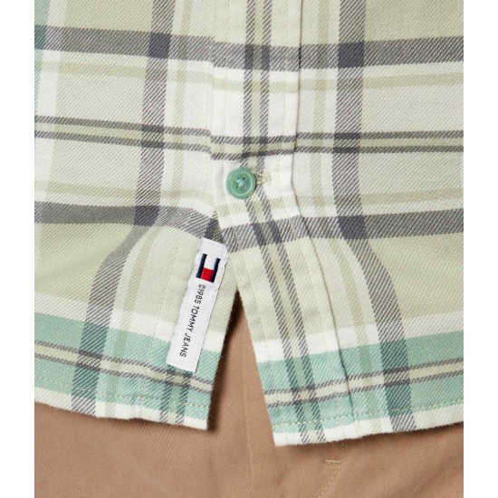 TOMMY JEANS Ανδρικό Βαμβακερό Πουκάμισο Καρό Regular Fit Flannel Shirt DM0DM22024-0H7 (Πράσινο)