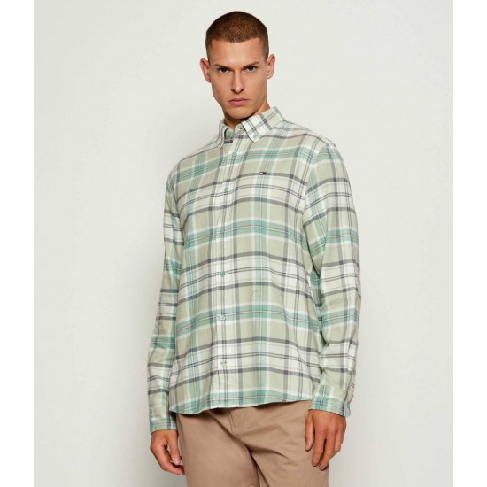 TOMMY JEANS Ανδρικό Βαμβακερό Πουκάμισο Καρό Regular Fit Flannel Shirt DM0DM22024-0H7 (Πράσινο)