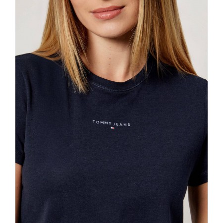 Tommy Jeans Γυναικείο Βαμβακερό T-Shirt Linear Tee Regular Fit DW0DW21964-C1G Dark Night Navy(Σκούρο Μπλε)