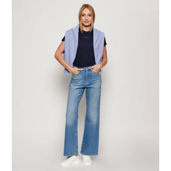 Tommy Jeans Γυναικείο Βαμβακερό T-Shirt Linear Tee Regular Fit DW0DW21964-C1G Dark Night Navy(Σκούρο Μπλε)