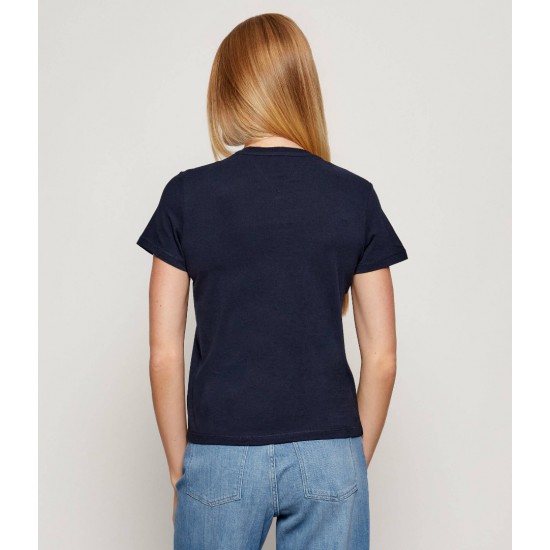 Tommy Jeans Γυναικείο Βαμβακερό T-Shirt Linear Tee Regular Fit DW0DW21964-C1G Dark Night Navy(Σκούρο Μπλε)