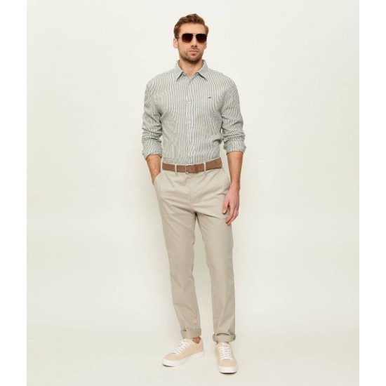 Tommy Jeans  Ανδρικό Λινό Πουκάμισο με Ρίγες Regular Fit DM0DM22755-MBL(Λευκό/Χακί)