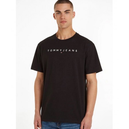 Tommy Jeans Ανδρικό T-shirt Regular Fit Linear Logo Tee DM0DM17993-BDS (Μαύρο)