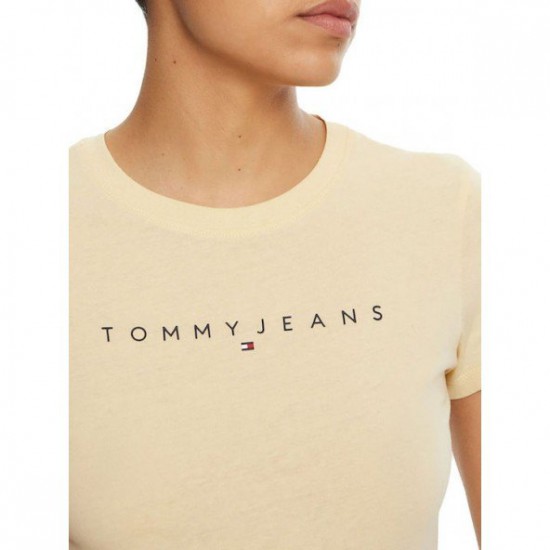 Tommy Jeans  Γυναικείο Βαμβακερό T-Shirt LINEAR SLIM FIT DW0DW18398-AES(Μπεζ)