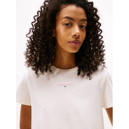 Tommy Jeans Γυναικείο Βαμβακερό T-Shirt Linear Tee Regular Fit DW0DW21964-YBH Ancient White(Κρεμ)