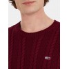 Tommy Jeans Ανδρικό Πλεκτό Πουλόβερ Regular Fit Cable Sweater DM0DM15059-XJS (Μπορντό)